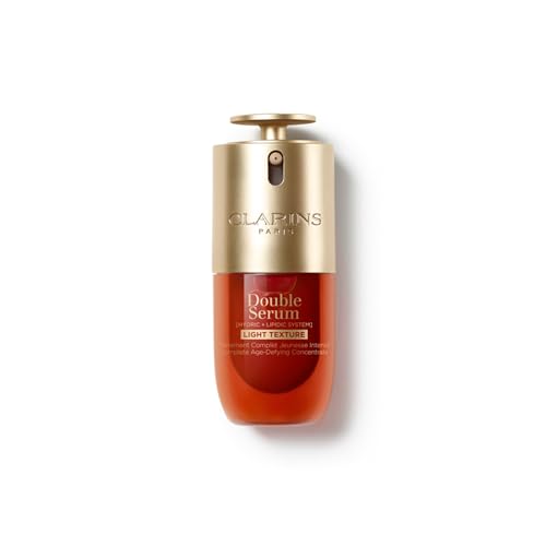 Clarins DOUBLE SERUM Light Texture 2-in-1 Hydrating Anti-Aging Face Serum | Visibly firms, smoothes, boosts radiance and refines pores. 24H hydration. Great for oily skin and warm, humid climates.