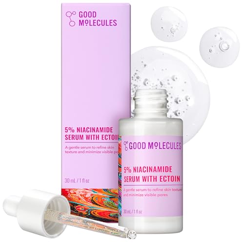 Good Molecules 5% Niacinamide Serum with Ectoin, Pore Serum, 1 fl oz | Gentle 5% niacinamide serum that refines texture and minimizes the look of pores. For sensitive skin.