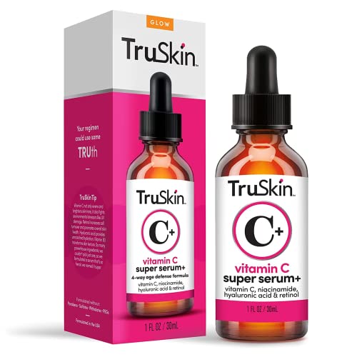 TruSkin Vitamin C Super Serum for Face - Five Skin Benefits in One Serum with Vitamin C, Retinol, Niacinamide, Hyaluronic Acid & Squalane - Brighten, Firm & Smooth the Look of Skin - 1 fl oz
