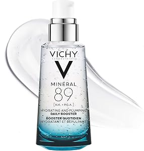 Vichy Mineral 89 Booster, Pure Hyaluronic Acid Serum for Face with Polyglutamic Acid for S